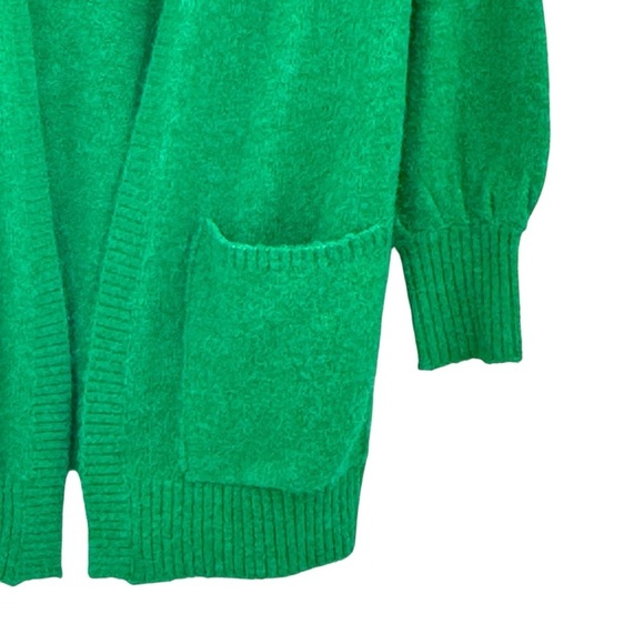 Next Cardigan Sweater Solid Grass Green Open Front Pockets | Size 15 Year XS/S - Picture 7 of 9